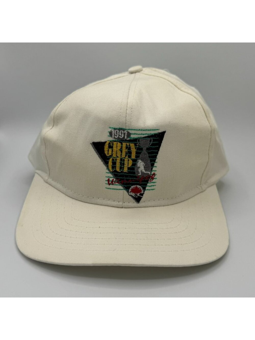 Vintage 1990s 1991 Grey Cup Winnipeg CFL Football Snapback Hat Ivory